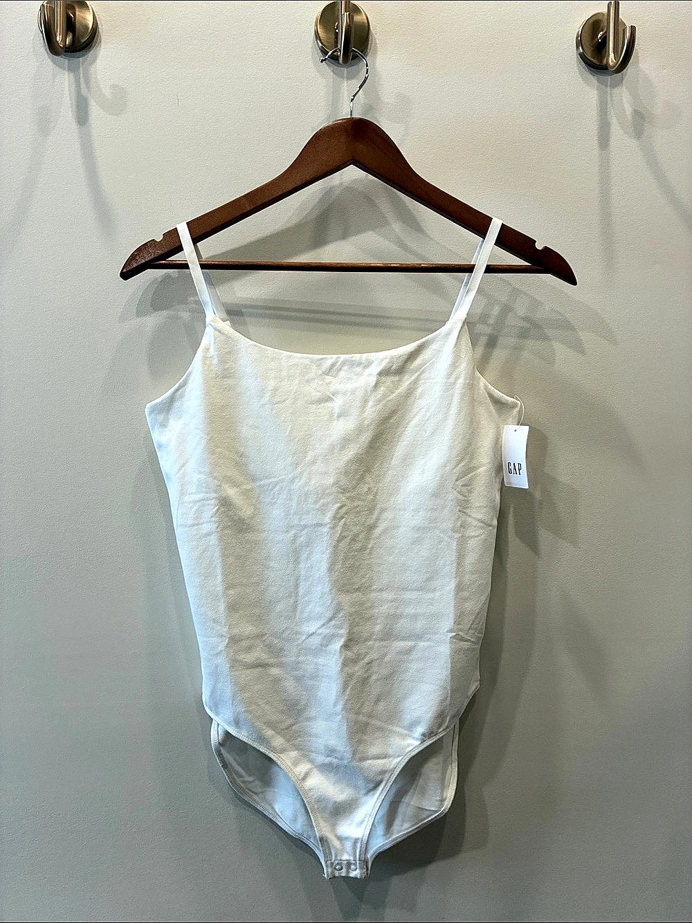 Gap CloseKnit Cami Thong Bodysuit White /Size Medium NWT
